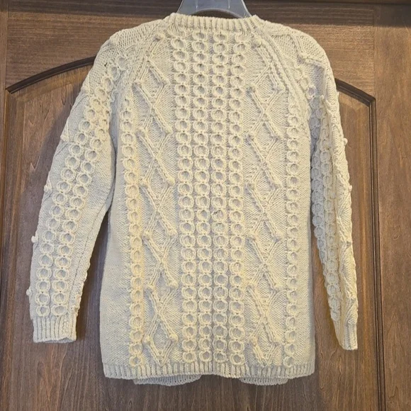 Vintage Molly McGrath Handknit Wool Cabl Knit Cardigan Sweater EUC